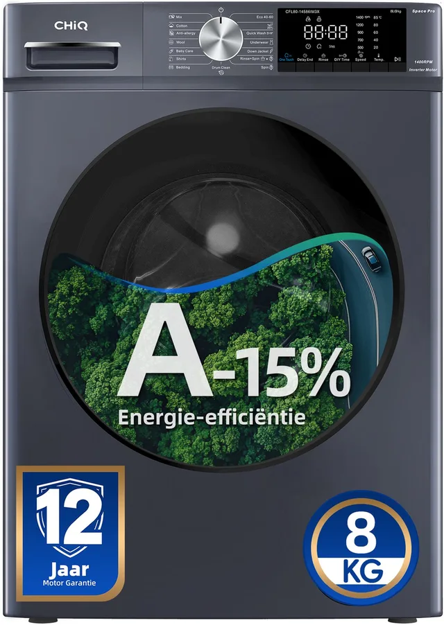 CFL80-14586IM3XA - Wasmachine - 8 KG - Space Pro - A-15% - 16 programma's - AI Smart - Stoomwassen & Quick Wash - 12 jaar garantie op motor
