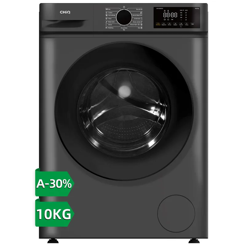 CHiQ 10 kg frontlader wasmachine, donkergrijs, energieklasse A-30%, grote trommel 530 mm, 1400 toeren, 16 programma's, stoomwassen & 1-Touch Smart Wash JW105883G von CHiQ – Produktfoto