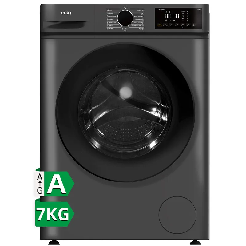 CHiQ 7 kg Frontlader-Waschmaschine, dunkelgrau, Energieklasse A, große Trommel 530 mm, 1200 Umdrehungen, 16 Programme, Dampfwaschen und 1-touch Smart Wash JW75883G von CHiQ – Produktfoto