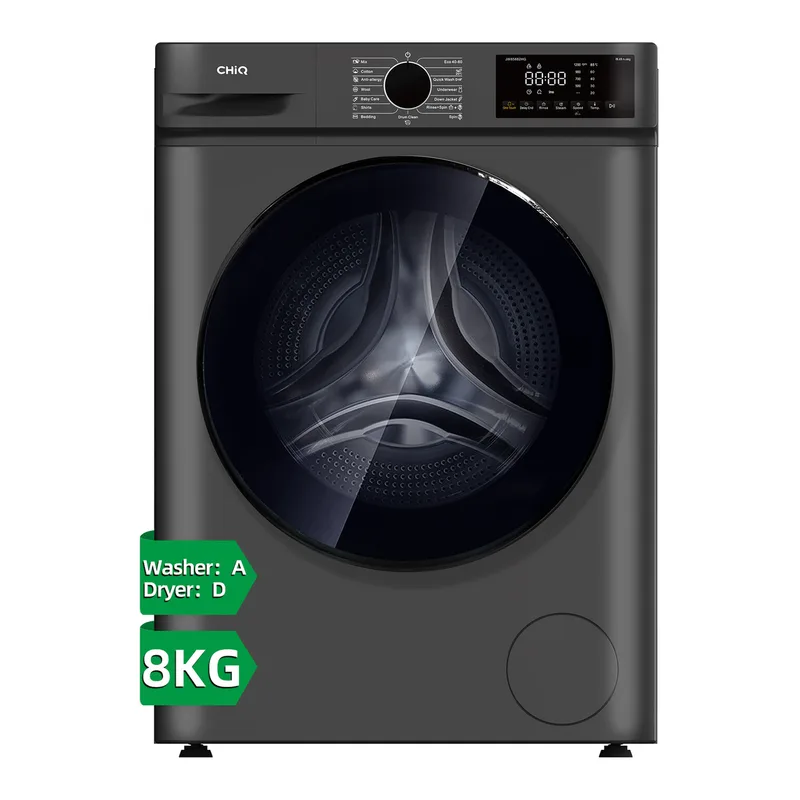 was-droogcombinatie 8 kg, donkergrijs, counter depth, grote trommel, inverter motor, 1400 RPM, stoomfunctie, energieklasse A/D JW85882HG von CHiQ – Produktfoto