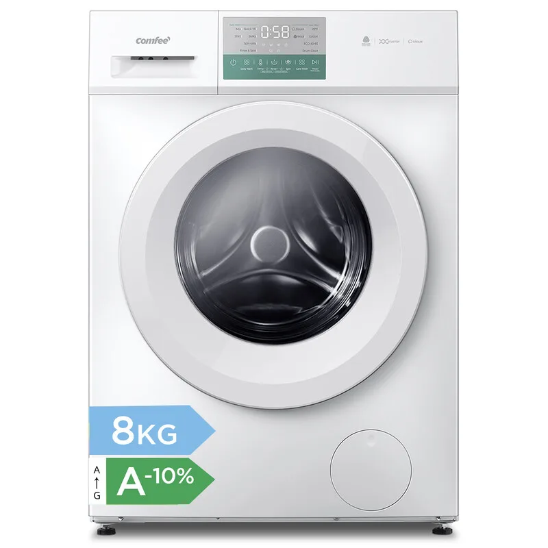 vrijstaande wasmachine, 8 kg, A-10% klasse, stoomverzorging, BLDC-motor, Woolmark-gecertificeerd, touchpaneel, wit - CFP03EW80W-HR, energieklasse A de Comfee – photo produit