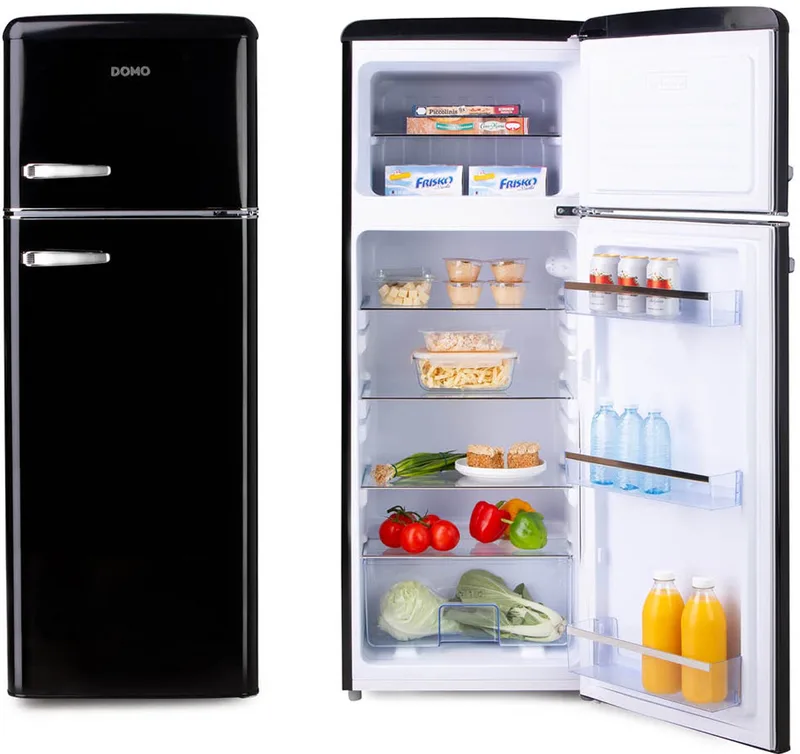 DO91704R Retro Koelkast - Koelvriescombinatie - D - 206 L by Domo in Black – product photo
