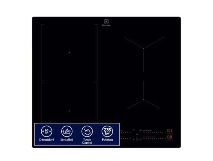 Einbau-Kochfeld KIS62453I, 60 cm, Serie 700, 4 Brenner, flexibler Kombibereich, Hob2Hood-Funktion, SenseBoil, Slider Touch-Steuerung, Kindersicherung de Electrolux – photo produit