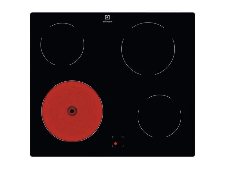 Glaskeramikkochfeld, Schwarz, Glas, 58x4.0x51 cm, Restwärmeanzeige je Kochzone, Edelstahlrahmen, Küchen, Küchenelektrogeräte, Kochfelder, Glaskeramik-Kochfelder von Electrolux – Produktfoto