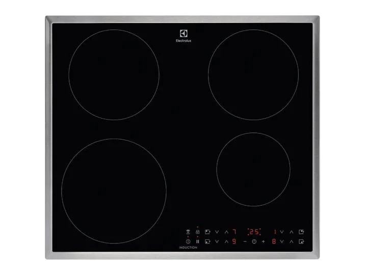 Induktionskochfeld, Schwarz, Edelstahl, Metall, Glas, 57.6x4.6x50.6 cm, Kindersicherung, Hauptschalter, Restwärmeanzeige je Kochzone, Topferkennung, Pausenfunktion, Timerfunktion, Küchen, Küchenelektrogeräte, Kochfelder, Induktionskochfelder fra Electrolux – produktbillede