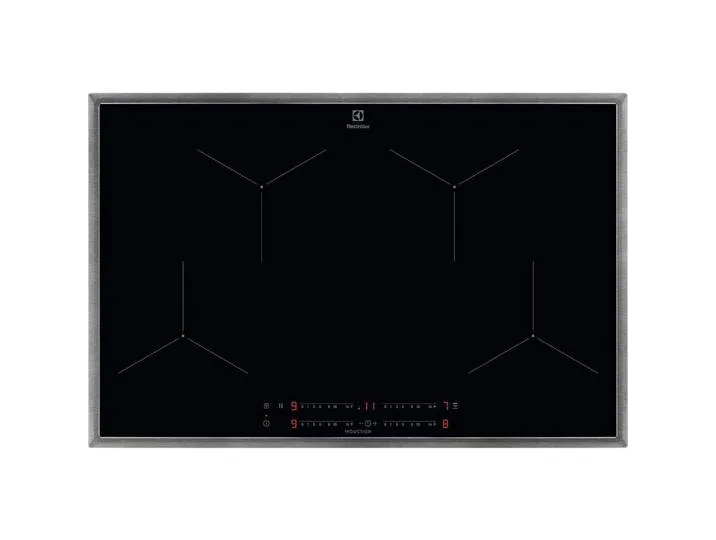 Induktionskochfeld, Schwarz, Edelstahl, Metall, Glas, 76.6x4.6x50.6 cm, Kindersicherung, Hauptschalter, Restwärmeanzeige je Kochzone, Topferkennung, Pausenfunktion, Timerfunktion, Küchen, Küchenelektrogeräte, Kochfelder, Induktionskochfelder fra Electrolux – produktbillede
