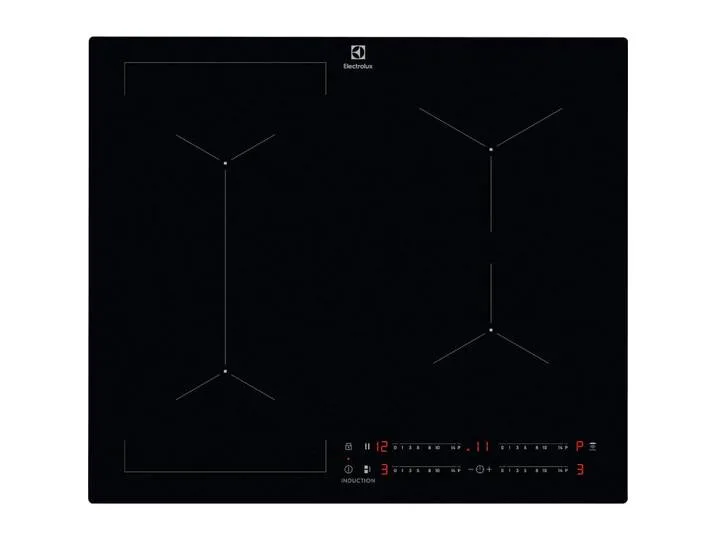 Induktionskochfeld, Schwarz, Glas, 58.0x4.4x51.0 cm, Kindersicherung, Hauptschalter, Restwärmeanzeige je Kochzone, Topferkennung, Pausenfunktion, Timerfunktion, Küchen, Küchenelektrogeräte, Kochfelder, Induktionskochfelder fra Electrolux – produktbillede