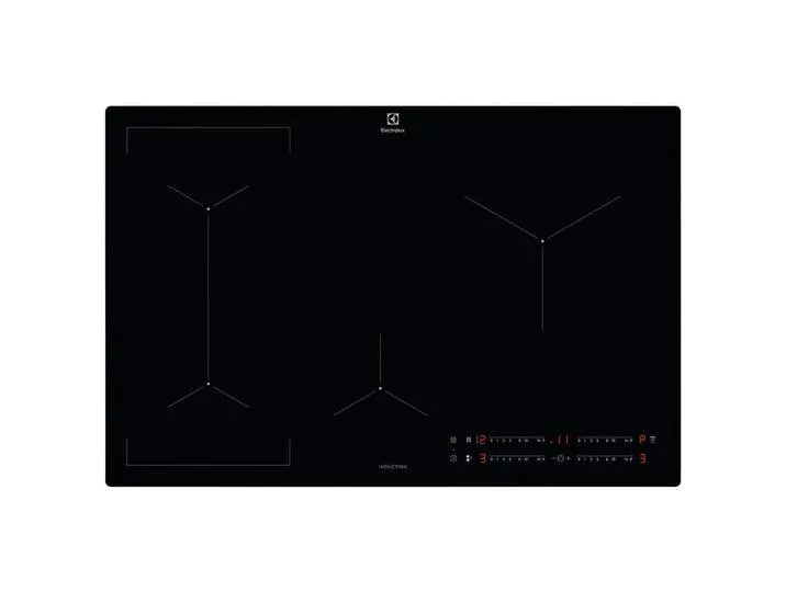 Induktionskochfeld, Schwarz, Glas, 77x4.4x51.0 cm, Kindersicherung, Hauptschalter, Restwärmeanzeige je Kochzone, Topferkennung, Pausenfunktion, Timerfunktion, Küchen, Küchenelektrogeräte, Kochfelder, Induktionskochfelder från Electrolux – produktbild