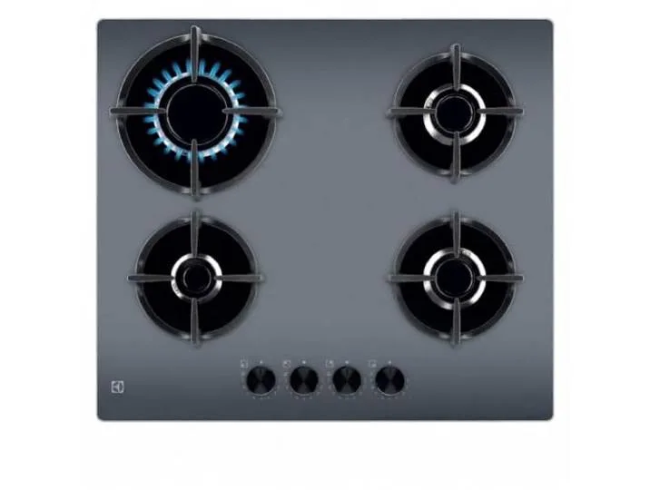 Kochfeld mit 4 Gasbrennern, 60 cm, Glas, grau, EGG64272M de Electrolux – photo produit