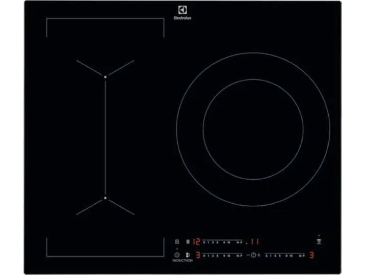 LIV63340CK Induktionskochfeld, Serie 600 Bridge, 60 cm, 3 Zonen, Zone 28 cm, 3,7 kW, Brückenfunktion, Touch-Steuerung 0-14, Timer, Pause, Hob2Hood, rahmenlos de Electrolux – photo produit