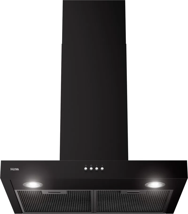AB260ZT - Blokmodel Schouwkap - Energielabel A - 3 Afzuigstanden - 2 LED spots - Afvoer naar buiten of recirculatie - Druktoetsen van ETNA in Zwart – productfoto