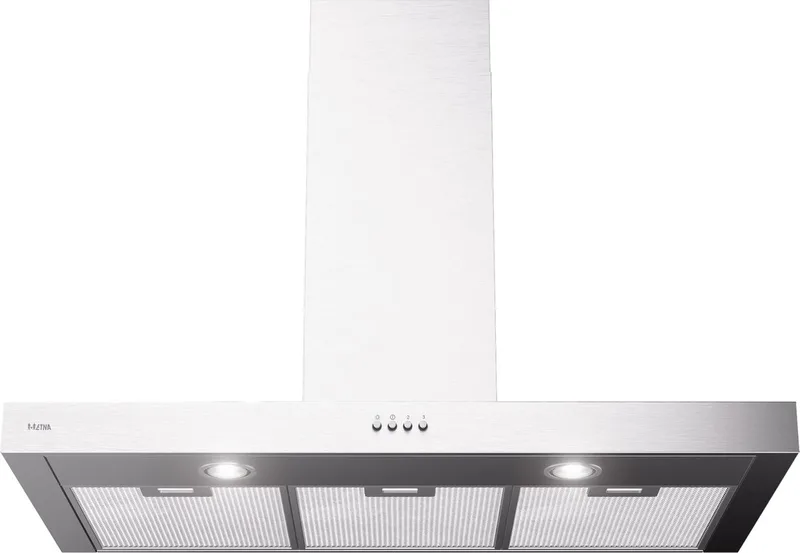 AB290RVS - Blokmodel Schouwkap (90cm) - Energielabel A - 3 Afzuigstanden - 2 LED spots - Afvoer naar buiten of recirculatie - Druktoetsen by ETNA in Rvs – product photo