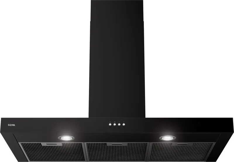 AB290ZT - Blokmodel Schouwkap (90cm) - Energielabel A - 3 Afzuigstanden - 2 LED spots - Afvoer naar buiten of recirculatie - Druktoetsen von ETNA in Schwarz – Produktfoto