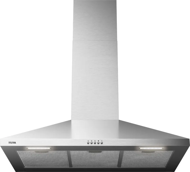 AP491RVS - Schouwkap - 90 cm - Energielabel A+ - Druktoetsen - 2 LED spots - Geschikt voor recirculatie of afvoer naar buiten van ETNA in Rvs – productfoto