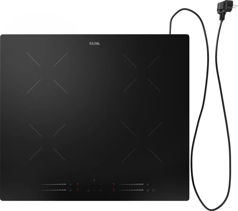 KIV364RVS - Plug & Cook inductiekookplaat (59 cm) - 4 Kookzones - Bediening per zone - Centrale aan uit/bediening - 10 standen - Pauzefunctie - Kinderslot by ETNA in Rvs – product photo