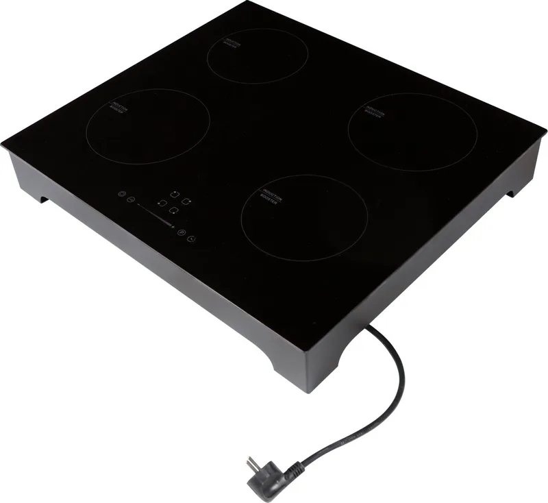 EVFH821 4 Pits Opzet Inductie Kookplaat - 230 Volt Plug and Play - Panherkenning - Boost - 5 jaar Garantie van Everglades in Zwart – productfoto
