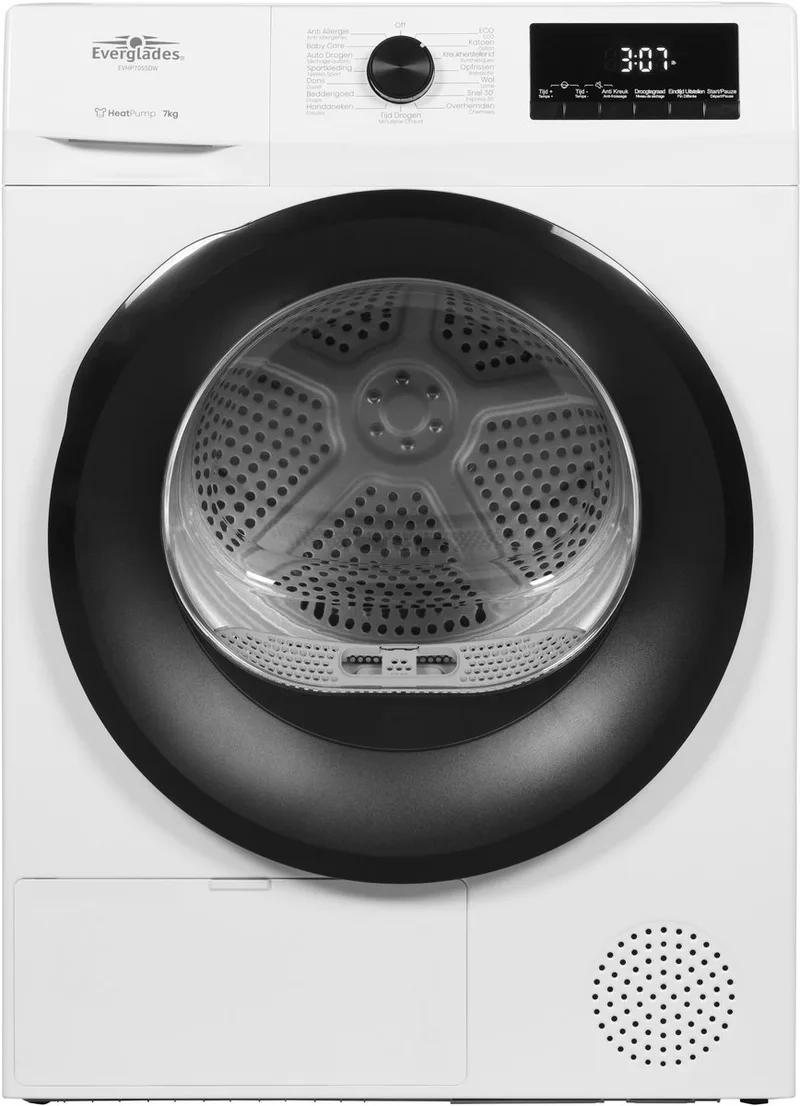EVHP7055DW - Warmtepompdroger - D-Klasse 109kWh - 7KG - 15 Programma's - Einduitstel - 5 Jaar Garantie de Everglades en Arctic White – photo produit