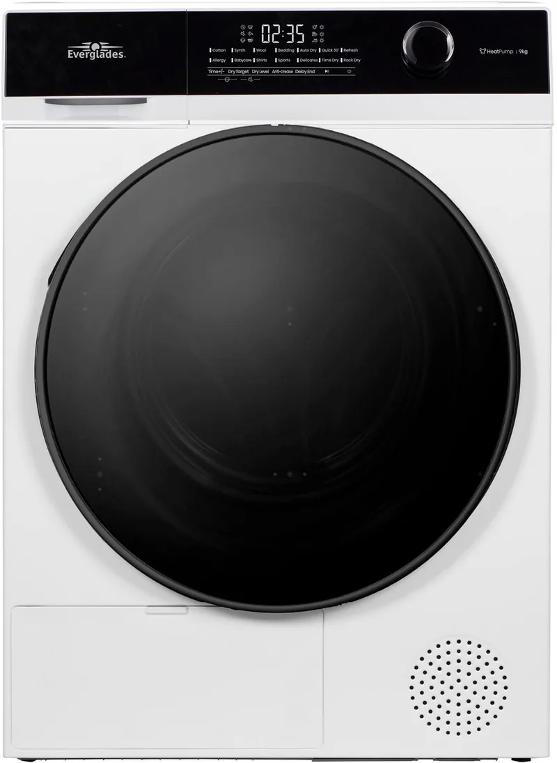 EVHP9065CW - Warmtepompdroger - Arctic White - C-Klasse - 9 KG - 15 Programma's - 5 Jaar Garantie by Everglades in Arctic Wit – product photo