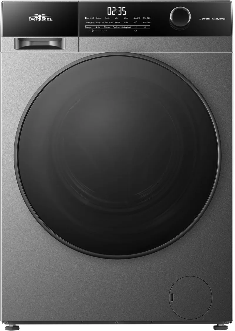 EVWM121422AG - Wasmachine 12KG - Titanium Gray - Energieklasse A-20% - Stoomfuncties - 15 Programma's - 5 Jaar Garantie van Everglades in 12 kg Titanium Gray – productfoto