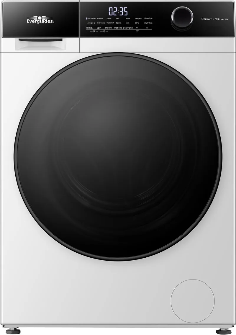 EVWM91421AW - Wasmachine 9KG - Arctic White - Energieklasse A -20% - Stoomfunctie - 15 Programma's - 5 Jaar Garantie van Everglades in 9 kg Arctic White – productfoto