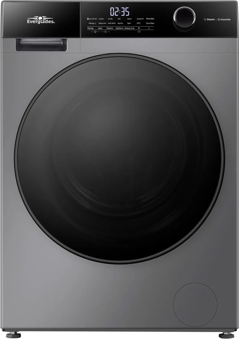 EVWM91422AG - Wasmachine 9KG - Titanium Gray - Energieklasse A-20% - Stoomfunctie - 15 Programma's - 5 Jaar Garantie de Everglades en 9 kg Titanium Gray – photo produit