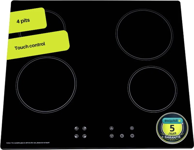 EKC601-2.2 - Keramische kookplaat - Inbouw - 4 kookzones by Exquisit in Black – product photo