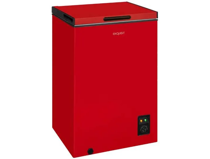 Gefriertruhe GT100-050E rot, 54,5 cm breit, 99 l, 4*-Gefriertruhe mit ergonomischer Griffmulde – bequem zu öffnen van Exquisit – productfoto