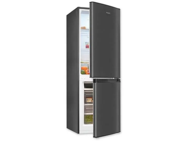 Kühl-/Gefrierkombination KGC232-60-E-040C inoxlook-az, 142,5 cm hoch, 49,5 cm breit, Platzsparend 173 l, flexibel, leise, effizient, LED, 4*-Gefrierfach van Exquisit – productfoto