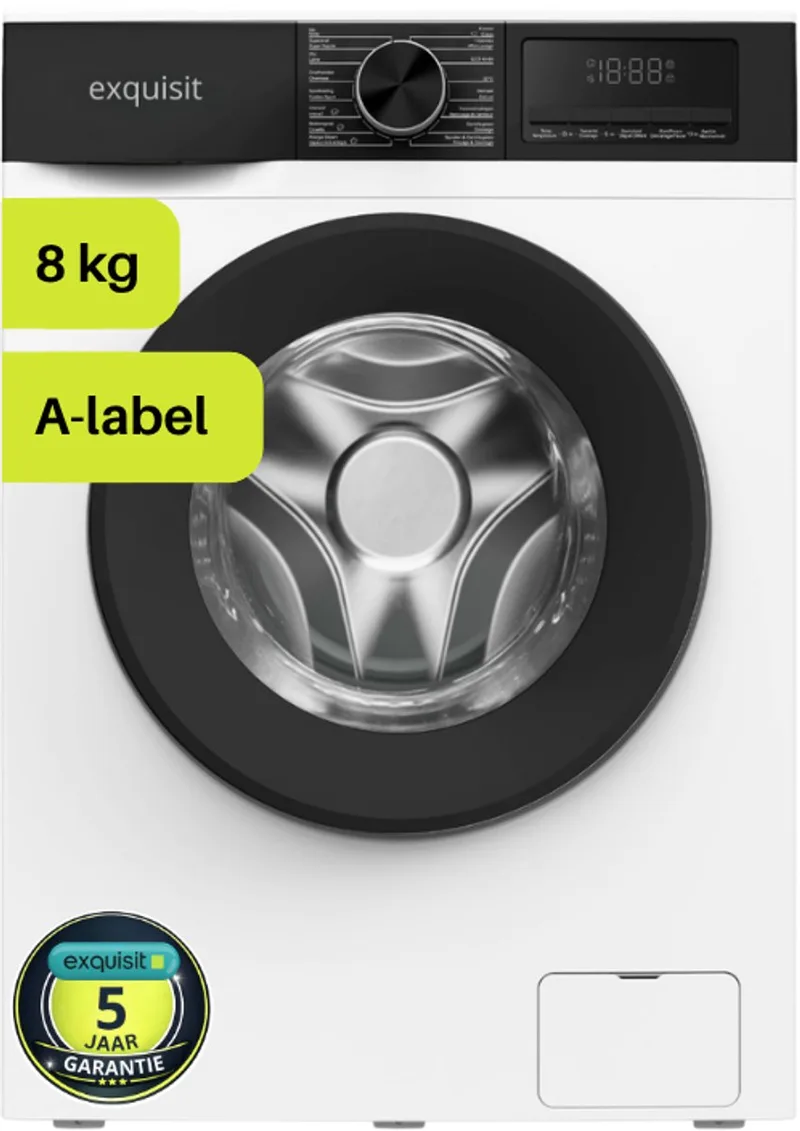 WA8214-341A - Wasmachine - 8 Kilo - A Label-10% - 5 Jaar Garantie von Exquisit in Weiß – Produktfoto