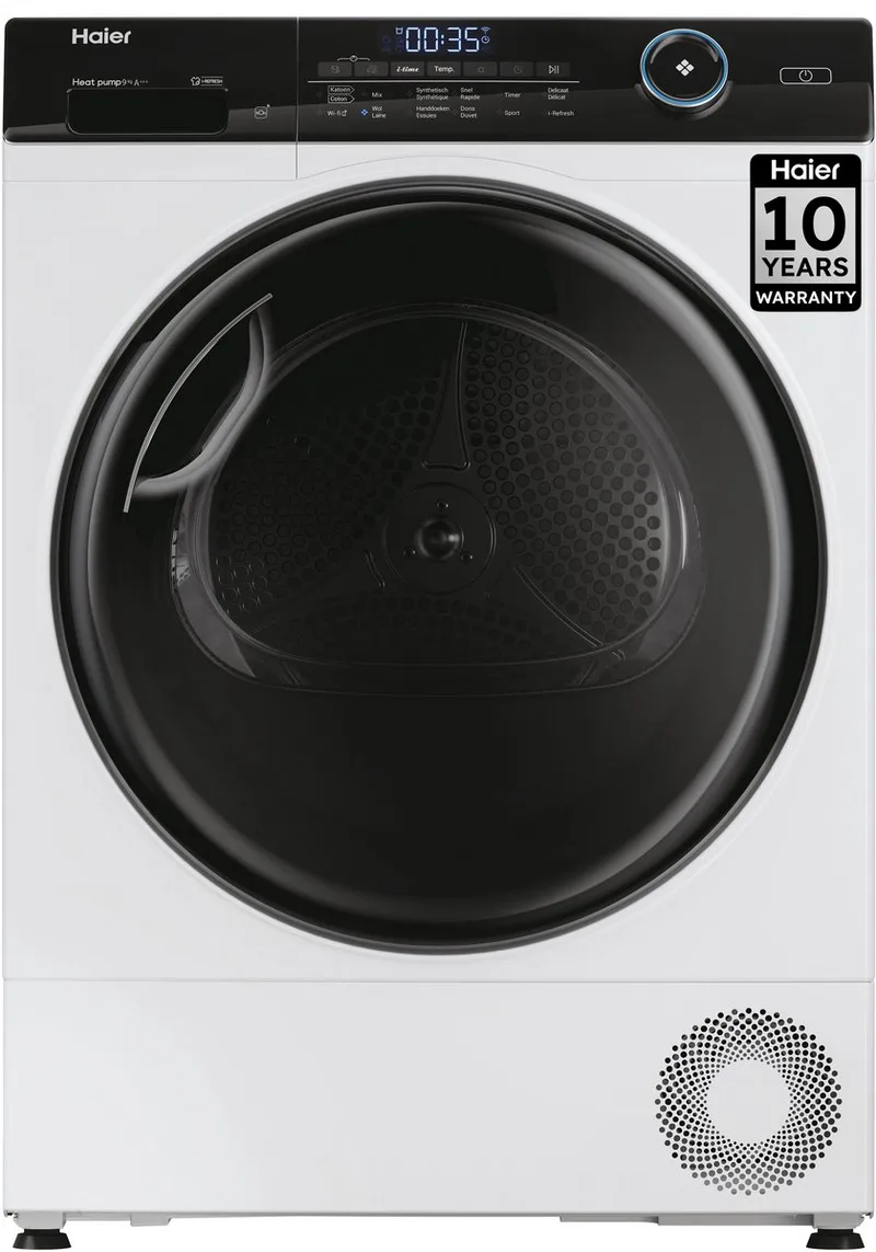HD80-A3959E-DF Wasdroger - 8kg - Warmtepomp Inverter - Geconnecteerd - 15 programma’s - 10 jaar garantie op onderdelen fra Haier i Hvid – produktbillede