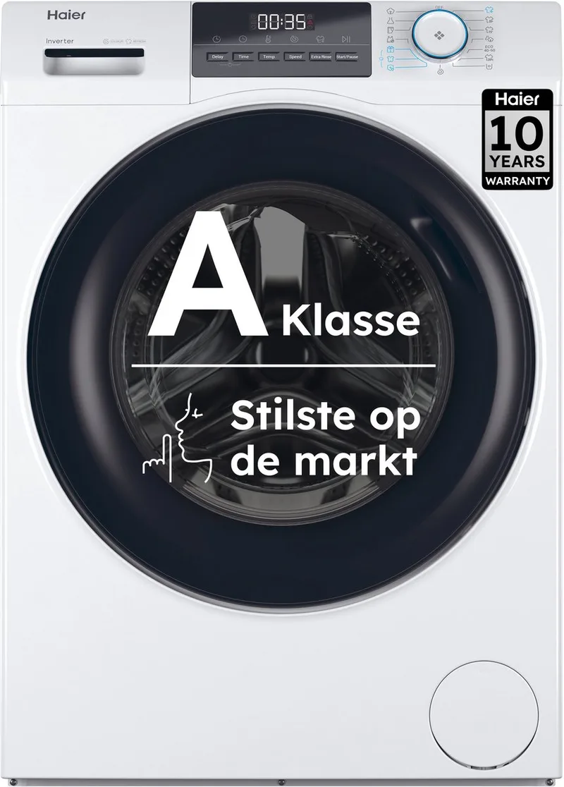 HW80-BP14929A-S - Wasmachine 8kg - Energieklasse A - Extra stil (70 dB) - Stoomfunctie (Refresh) - Antibacteriële Behandeling (ABT) - 16 programma’s - 10 jaar garantie op onderdelen by Haier in White – product photo