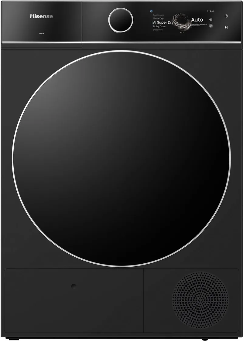 DH7I108BBAB/BLX Warmtepompdroger – 10 kg – Energielabel A – Stoom by Hisense in Black – product photo