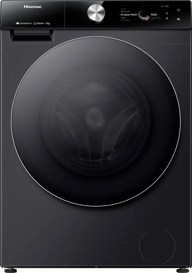 Hisense 7S Serie WF7S1247BB - Wasmachine met Energielabel A -20% - 12kg - TFT display - Auto dosing - 70dB (A) - Steam Wash -1400 toeren - Power Wash 49' - Connectlife