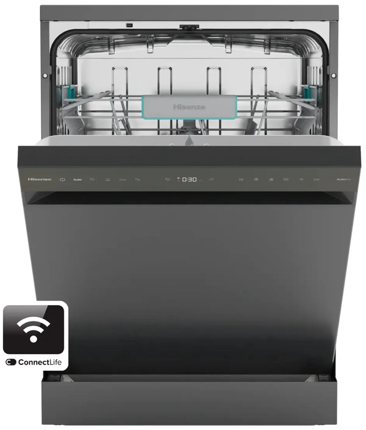 HS672B90B Vrijstaand Vaatwasser - B - Auto Dry - Zwart - Wifi besturing van Hisense in Antraciet – productfoto