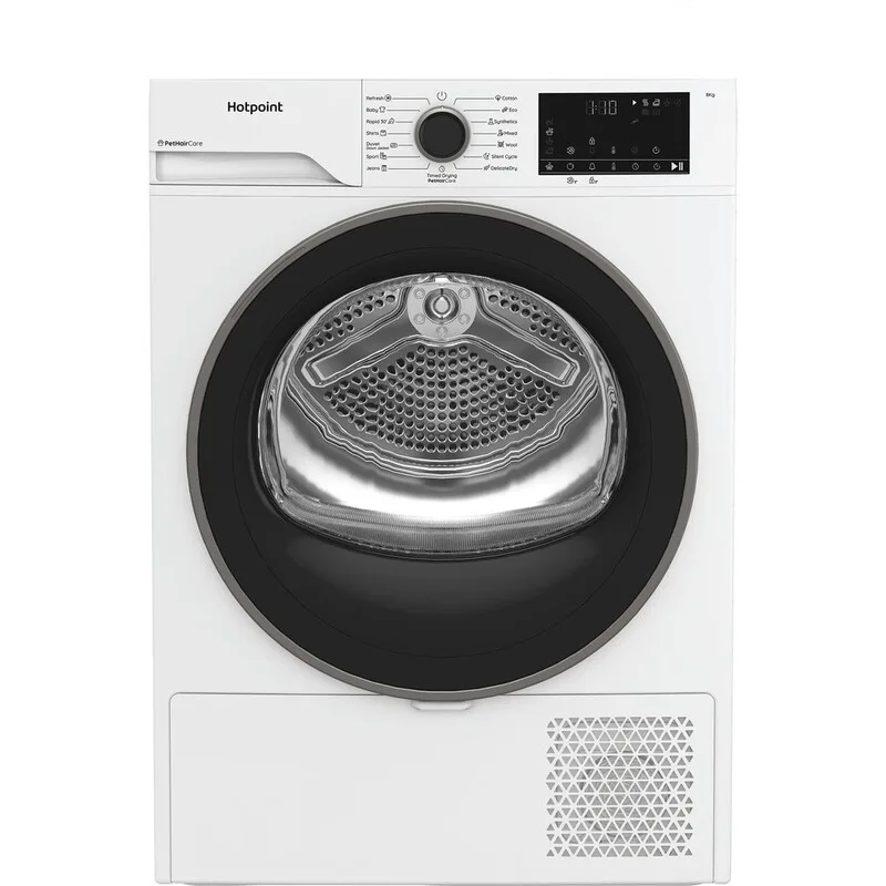 CHD84MWBSEE sèche-linge pompe à chaleur 8 kg blanc Classe C de Hotpoint – photo produit