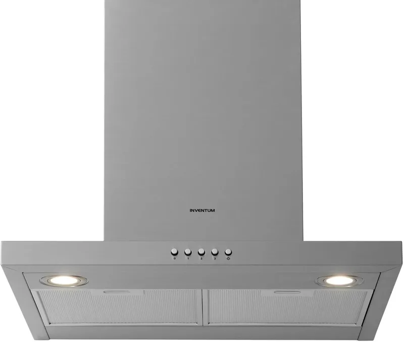AKB6005RVS platte wandschouw afzuigkap 60 cm - Afzuigcapaciteit 630 m3/h - Geschikt voor open keuken - 3 standen - Ledspots - Luchtafvoer en recirculatie by Inventum in Rvs – product photo
