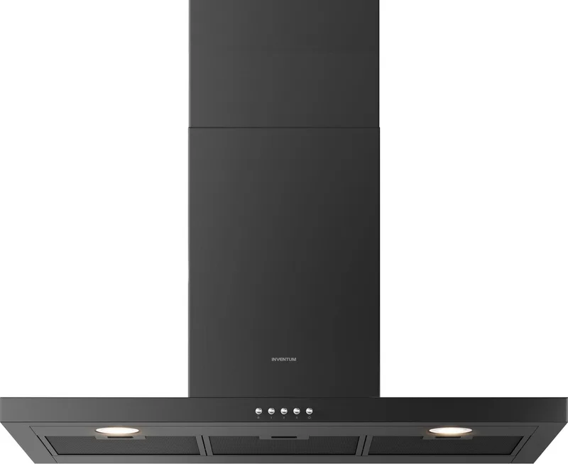 AKB9005ZWA platte wandschouw afzuigkap 90 cm - Afzuigcapaciteit 645 m3/h - Geschikt voor open keuken - 3 standen - Ledspots - Luchtafvoer en recirculatie van Inventum in Zwart – productfoto