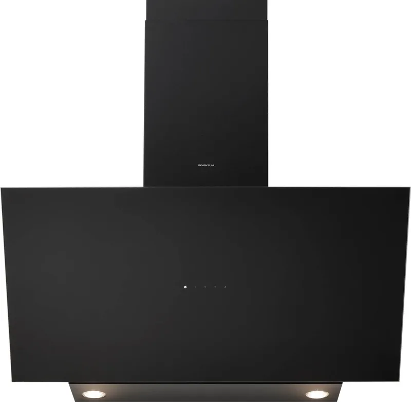 AKD8005ZWA schuine wandschouw afzuigkap 80 cm - Afzuigcapaciteit 660 m3/h - Geschikt voor open keuken - 4 standen - Timer - Display met tiptoetsen - Ledspots - Luchtafvoer en recirculatie by Inventum in Black – product photo