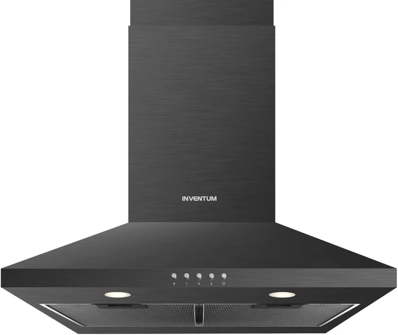 AKP6000ZWA wandschouw afzuigkap 60 cm - Afzuigcapaciteit 435 m3/h - Geschikt voor grote keuken - 3 standen - Ledspots - Luchtafvoer en recirculatie by Inventum in Black – product photo