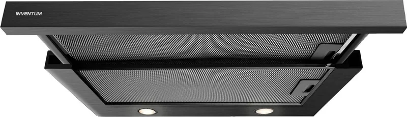 AKV6004ZWA vlakscherm afzuigkap 60 cm - Afzuigcapaciteit 325 m3/h - Geschikt voor grote keuken - 3 standen - Ledspots - Luchtafvoer en recirculatie by Inventum in Black – product photo