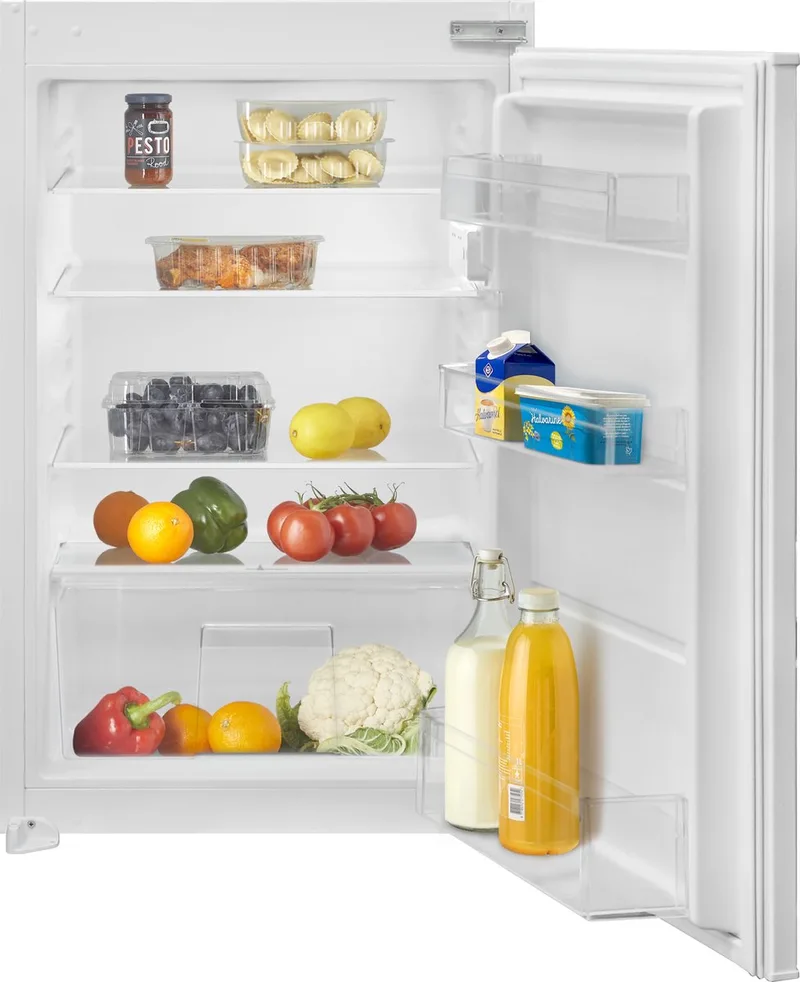 IKK0882S 88 cm stille energiezuinige inbouw koeler - Koelkast - Superkoelen - Deuralarm - Vakantiestand - 126 liter - Vershoudlade - Sleepdeur - Wit von Inventum – Produktfoto