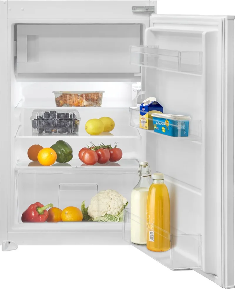 IKV0882S 88 cm stille energiezuinige inbouw koelkast - Met vriesvak - Superkoelen - Supervriezen - Vakantiestand - Deuralarm - 112 liter - Sleepdeur - Wit by Inventum – product photo