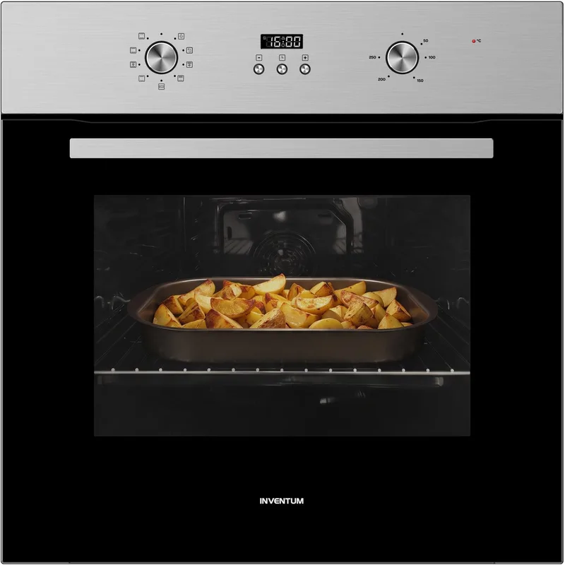 IOH6070RK Inbouwoven - 65L - Hetelucht & Grill - 60cm - 50-250°C - 8 standen - Zwart/RVS by Inventum in Rvs – product photo