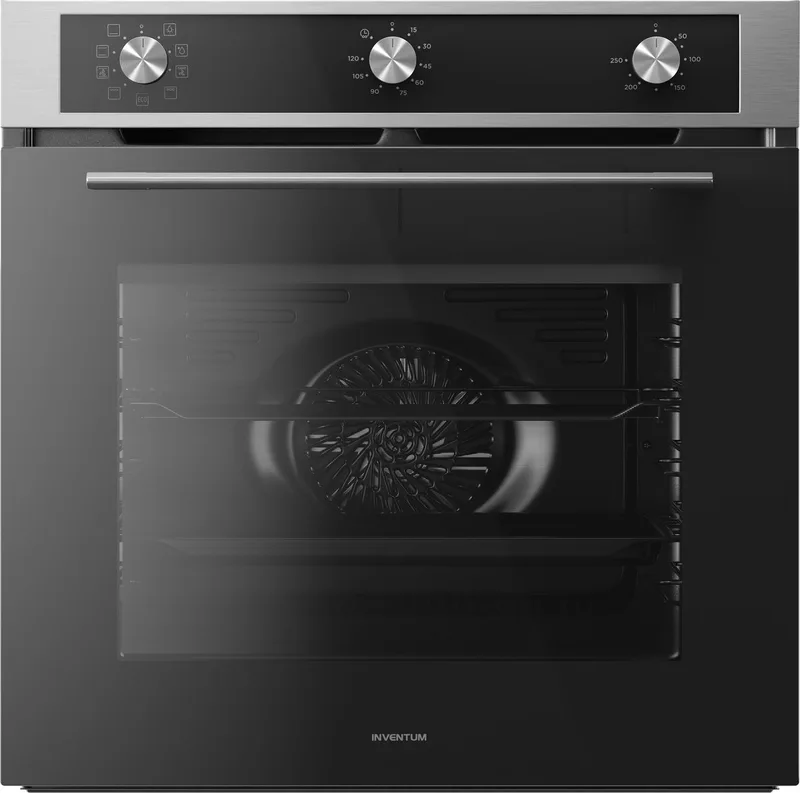 IOH6072RK Inbouwoven - 72L - Hetelucht & Grill - 60cm - 50-250°C - 8 standen by Inventum in Black, Rvs – product photo