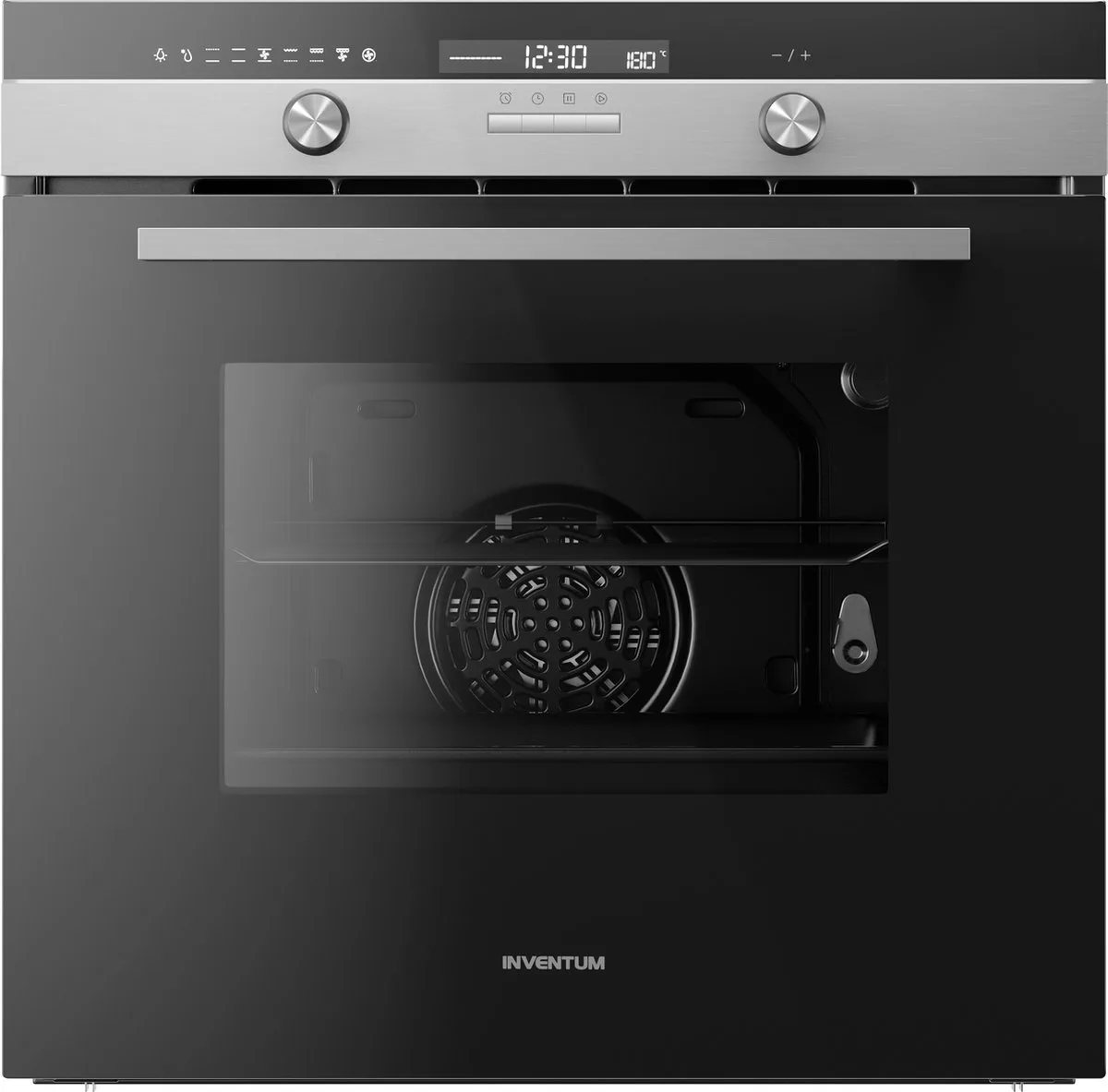 IOM6170RK Inbouwoven - 70L - Eco & turbohetelucht - 60cm - 50-250°C - 8 standen van Inventum in Zwart, Rvs – productfoto