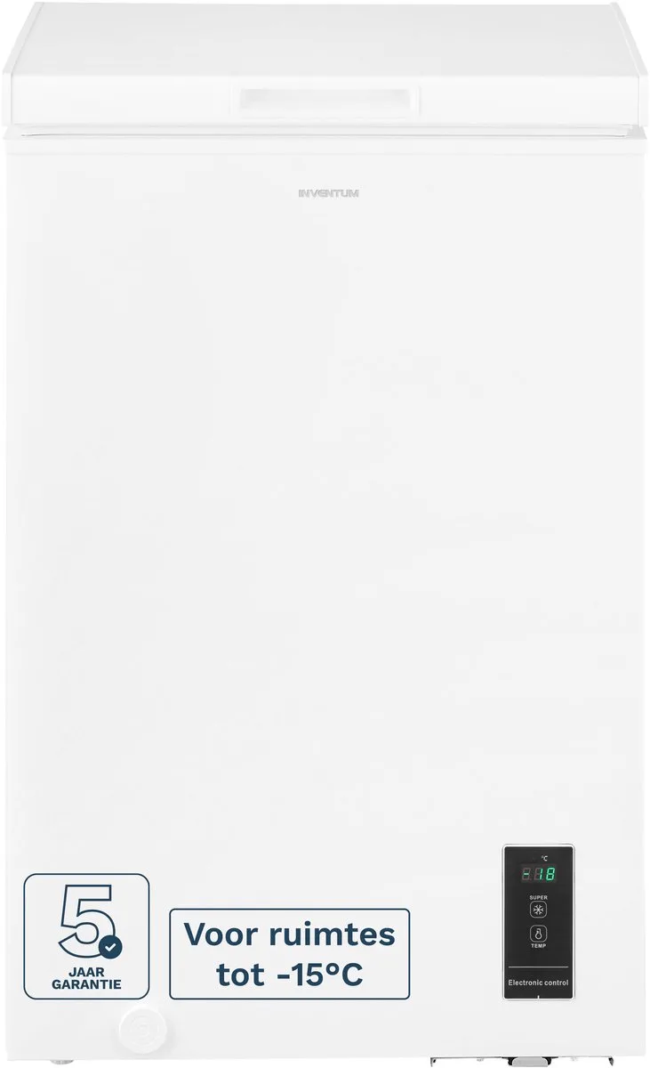 VK562W Low Frost vrieskist - 99 liter - 54,5 cm breed - Supervriezen - Geschikt voor garage tot -15°C - Digitale thermostaat - 1 opbergkorf - Diepvrieskist - Wit by Inventum in Wit – 99 liter – product photo