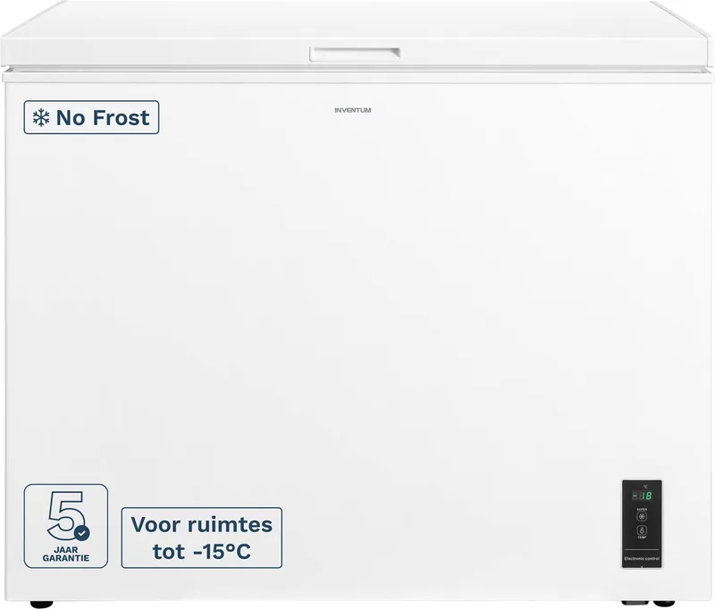 VK980W No Frost vrieskist - 233 liter - 98,6 cm breed - Supervriezen - Geschikt voor garage tot -15°C - Digitale thermostaat - 1 opbergkorf - Diepvrieskist by Inventum in White – product photo
