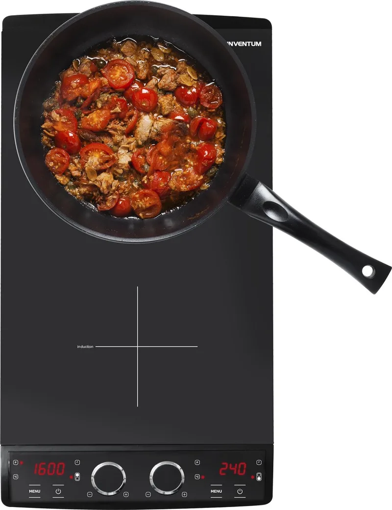 VKI3010ZWA inductie kookplaat 30 cm - 2 kookzones - 1-fase plug en play - Timer - 10 standen - 2900 W - Vrijstaand von Inventum in Schwarz – Produktfoto