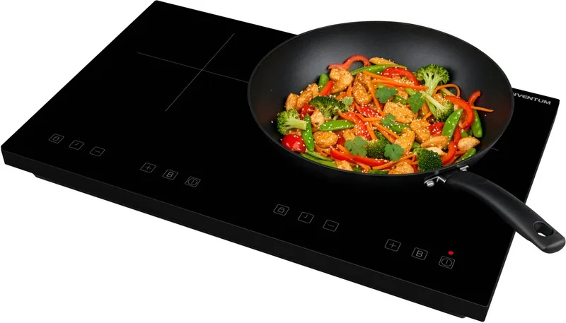 VKI3020ZWA inductie kookplaat 56,5 cm - 2 kookzones - 1-fase plug en play - Timer - Kinderslot - 8 standen - 3500 W - Vrijstaand by Inventum in Black – product photo