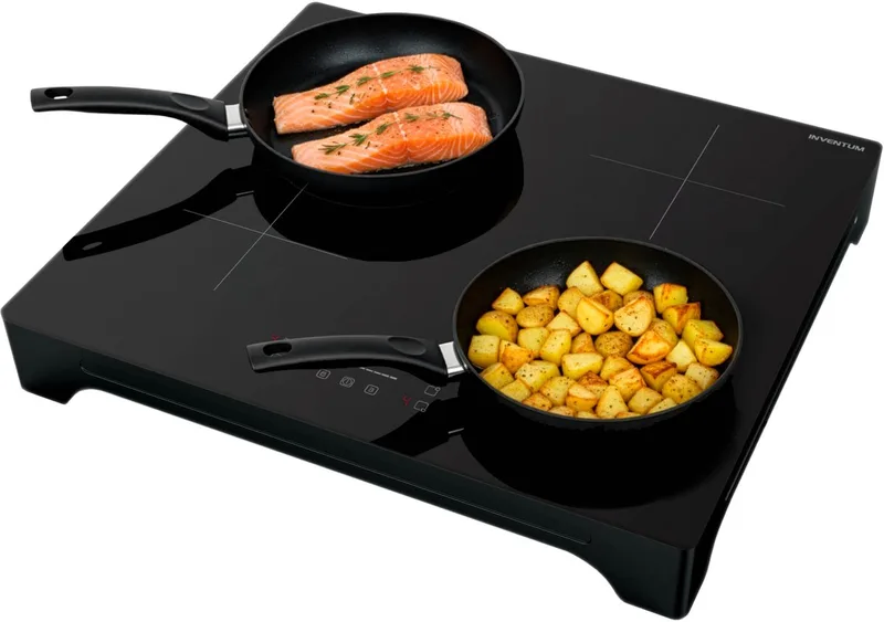 VKI6010ZWA inductie kookplaat 4 kookzones - 59 cm - 1-fase plug en play - Boost - Timer - Kinderslot - Tot 2600 W - Vrijstaand by Inventum in Black – product photo